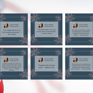 4th of July Post Templates - Engagement Booster - Business - Coach - Quotes - Canva - red, white, blue  - Social Media
