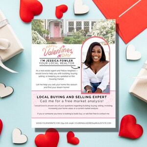 Folleto del Día de San Valentín de Bienes Raíces / Carta de Hola Vecino del Agente Inmobiliario / Carta de Agricultura del Agente Inmobiliario / Carta del Agente Inmobiliario / Marketing Inmobiliario / Canva