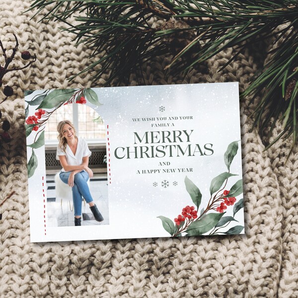 Holiday Postcard for Real Estate Agents | Realtor Christmas Post Card | Hello Neighbor | December Marketing | Canva Template | Farming