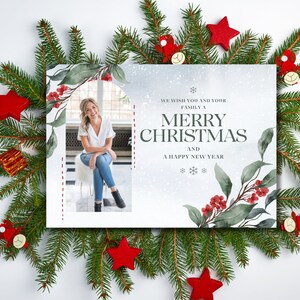 Vakantiekaart voor makelaars in onroerend goed | Kerstkaart voor makelaar in onroerend goed | Hallo buurman | Decembermarketing | Canva-sjabloon | Landbouw