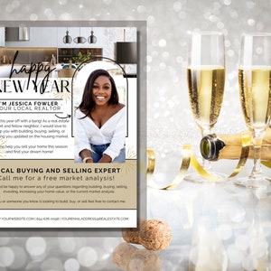 New Year Real Estate Flyer, Agent immobilier Hello Neighbor Letter, Agent immobilier Farming Letter, Agent immobilier Lettre, Immobilier Winter Marketing, Canva
