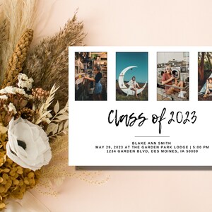 Graduation Announcement Card, Graduation Party Invitation Template, Editable Graduation Invite, Photo Graduation Invitation