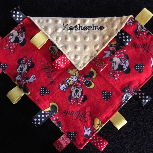 Red Minnie Mouse Sensory Baby Blanket Toy