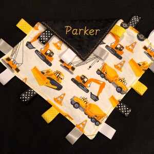 Construction Trucks Sensory Baby Blanket Toy