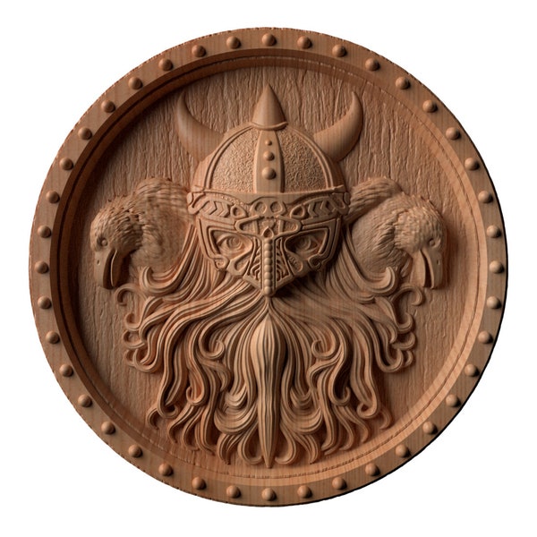 Nordic Inspired Wood Carving: Artistic Craftsmanship Viking shield