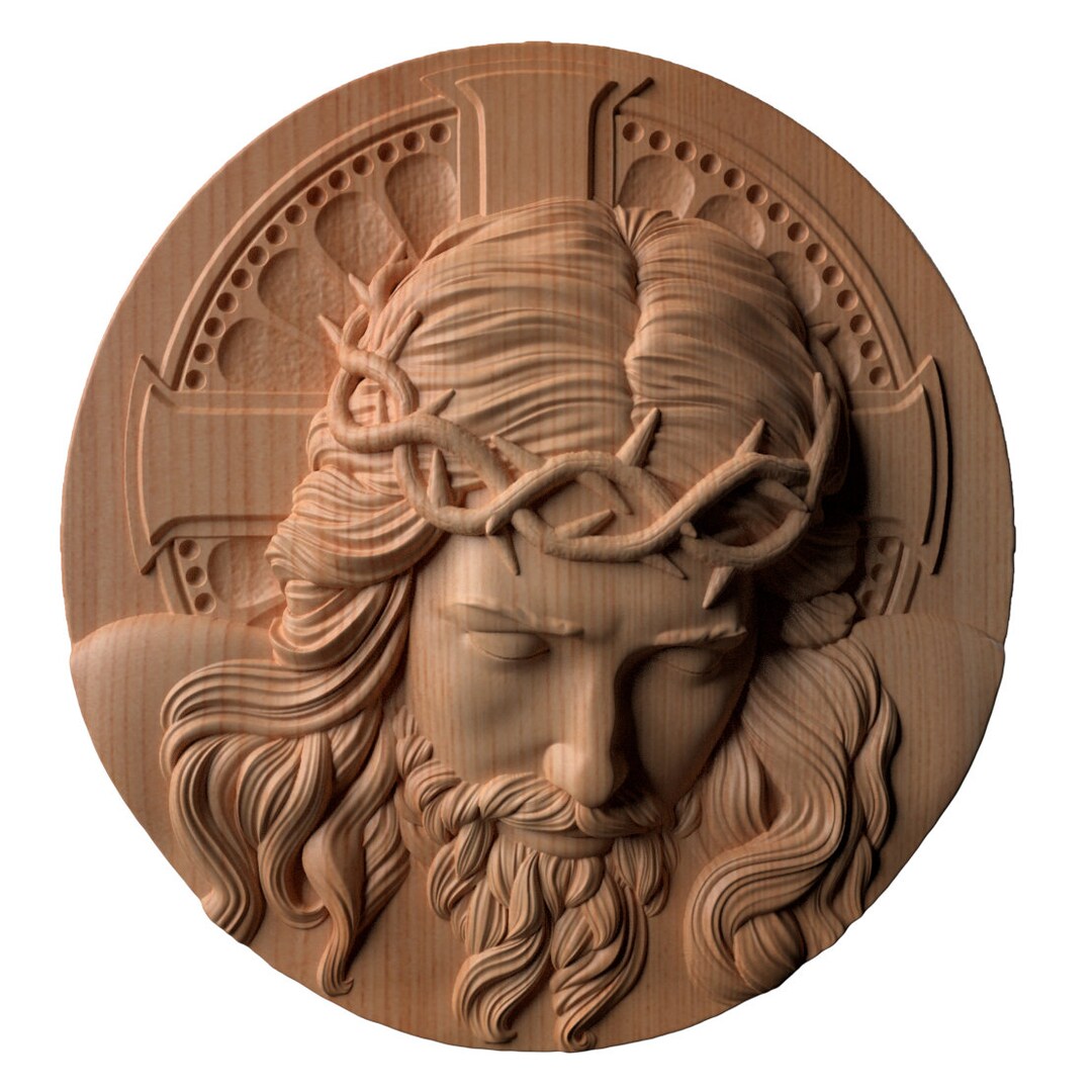 Wood Carving Jesus With a Crown of Thorns Religious Etsy