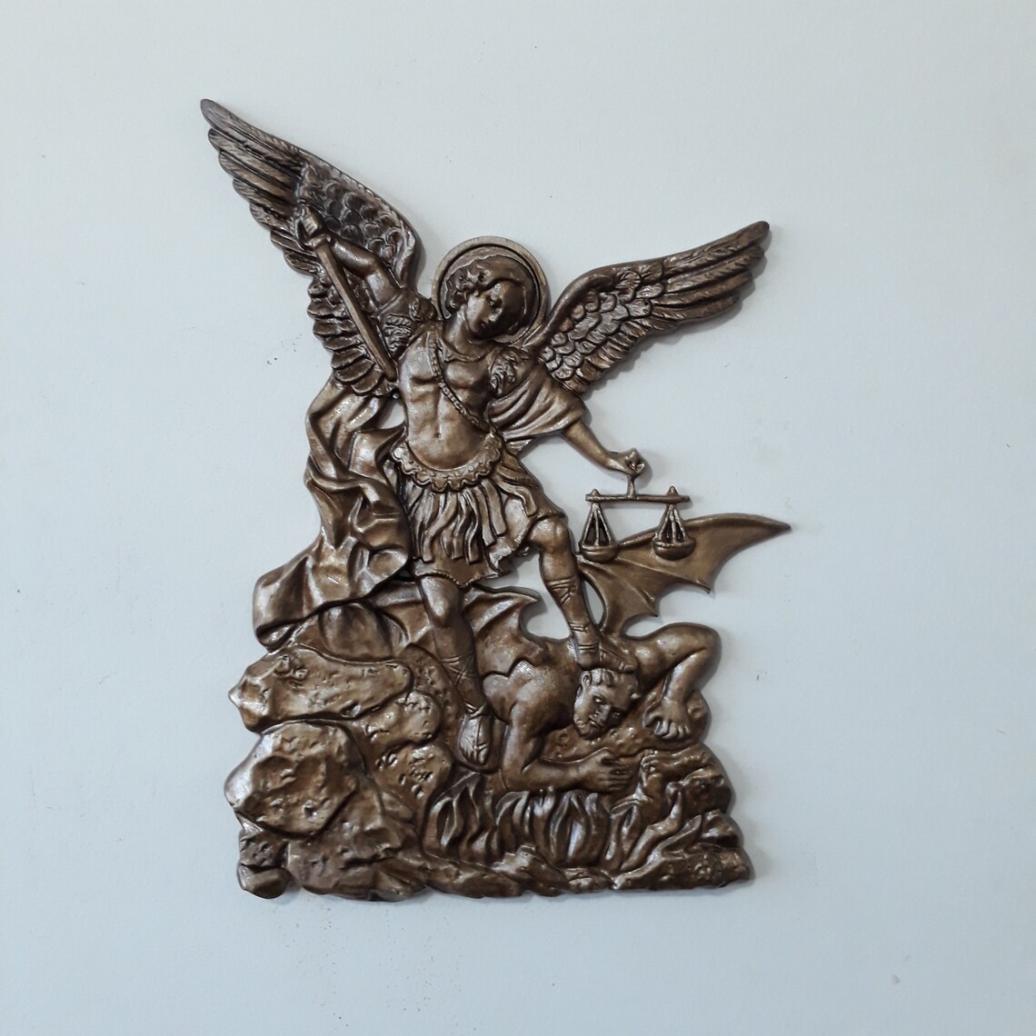 Saint Michael the archangel wood carving/Religious/Home decor Etsy