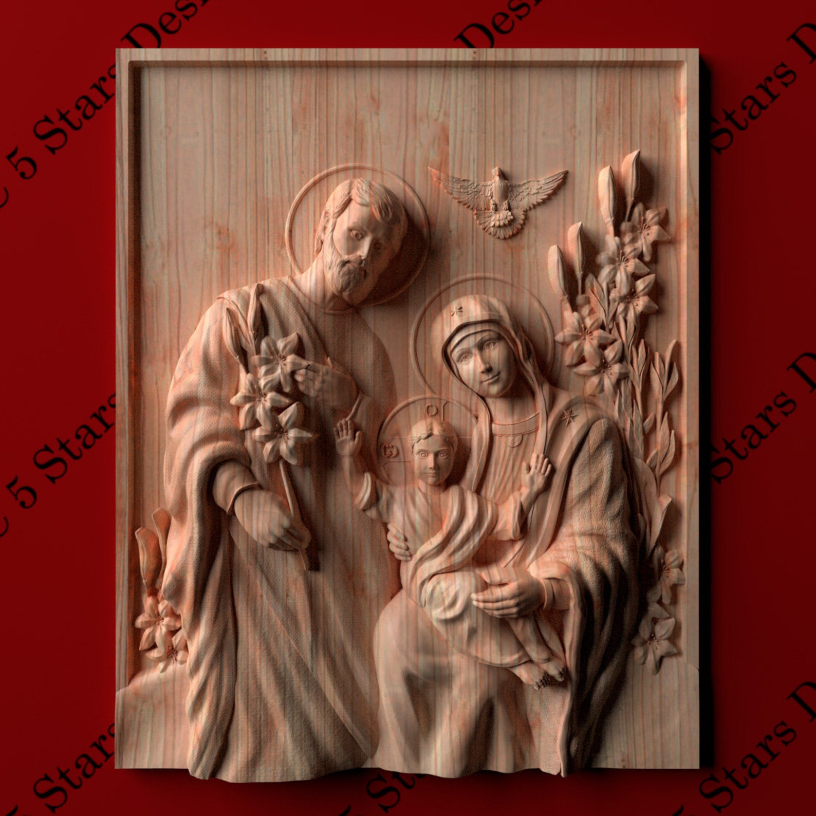 Holy Family picture carved in wood /Home decor Etsy