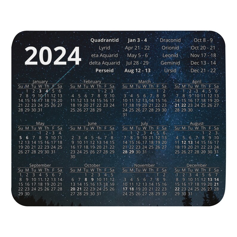 2024 Meteor Shower Calendar Mouse Pad Etsy