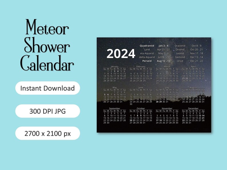 2025 Meteor Shower Calendar Digital Download Etsy