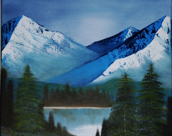 Original Oil Mountain Landscape Painting on Wrapped Canvas
