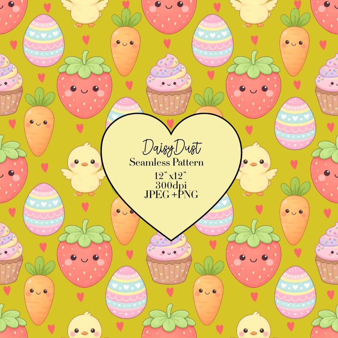 Seamless Easter Patterns PNG JPG Bundle Kawaii Spring Digital Paper ...