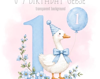 Blue Birthday Geese, 1-9 PNG, Little Geese, Sublimation Design, Silly Goose Clipart, Trending Silly Goose, Instant Digital Download