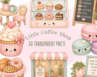 Clipart café café, clipart café kawaii, PNG, autocollants (téléchargement numérique)