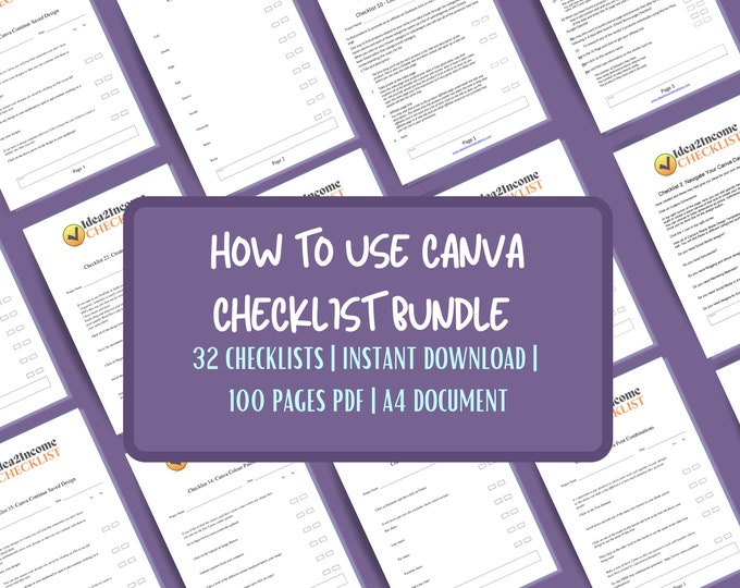 x32 How to use Canva Checklists | 100 Pages Graphic Design Checklists | Maximise Canva.com | Checklists bundle