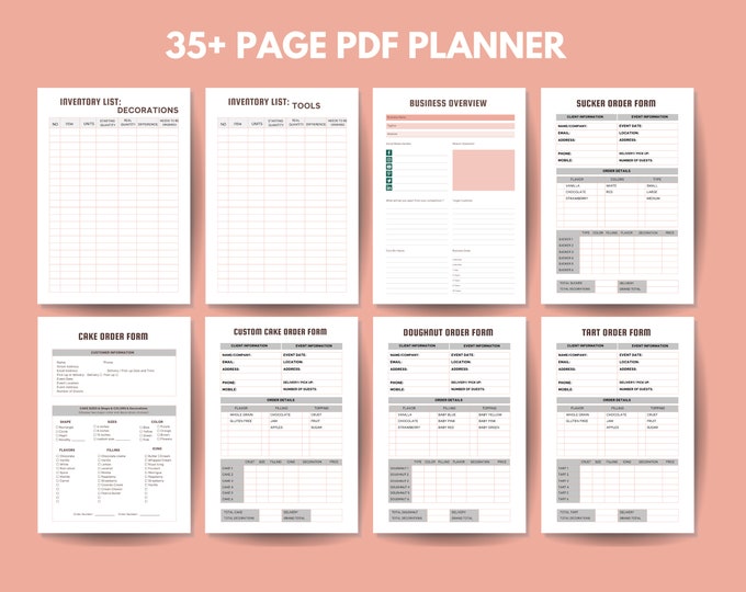 Bakery Business Planner, Bakery, Business planner, Home Bakery Business, Printable Pages PDF A4, US Letter
