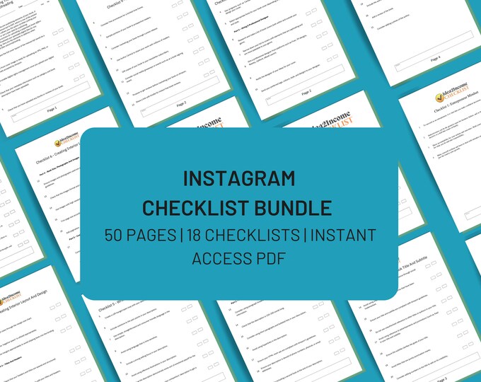 x18 Instagram Marketing | 50 Pages Checklist Bundle | Boost your Instagram Presence.