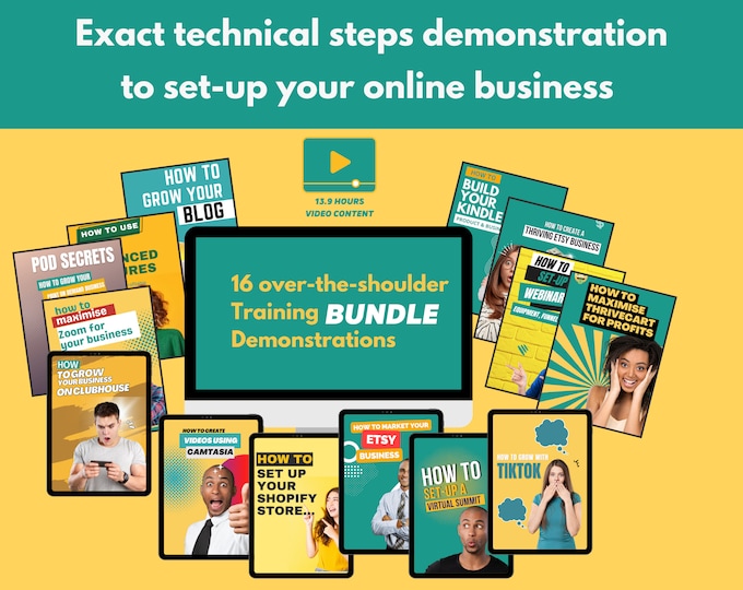 Avoid Tech-Overwhelm Training Bundle| Practical over-the-shoulder guide | Exact  steps for Zoom, TikTok, Thrivecart, Shopify, Webinar +++