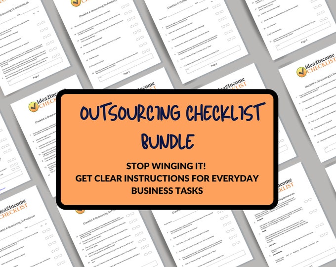 x18 Outsourcing checklist bundle | 54 Pages PDF file | Outsource your business task with confidence | Be Organised.