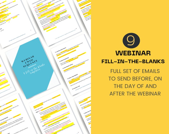 Webinar email sequence | Webinar invite email | Webinar follow-up email sequence x9 templates