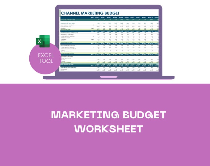 EXCEL Marketing Budget Planning Workbook | Marketing Budget Planner | Excel Calculator