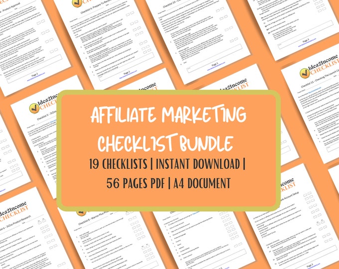 19 Affiliate business checklist | Novice to Expert Checklists, Getting started, Setting up | Run Affiliate business | 56 page PDF Printable.