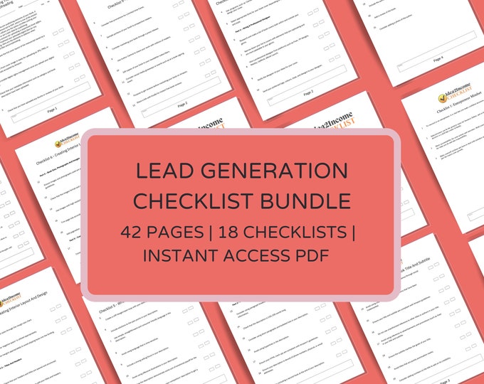 x18 Lead Generation checklist bundle | 55 Pages | Perfect for Coach, Consultants and Small Biz Owners