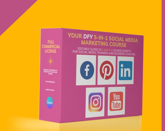 TEACH Social Media Marketing | DFY Course 300+ Slides in CANVA + Scripts | Facebook, Instagram, Pinterest, LinkedIn & YouTube for Trainers