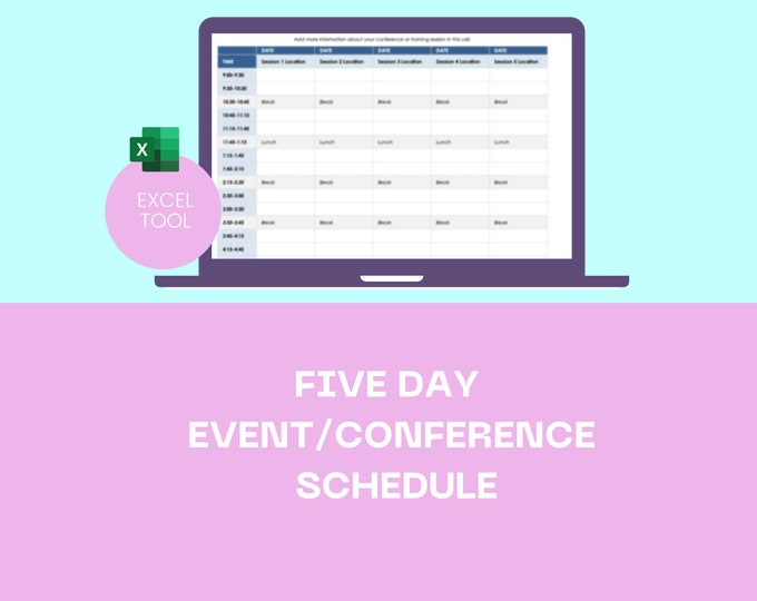 EXCEL 5 Day Event/Conference  Schedule | Event Organisers | Event Planning