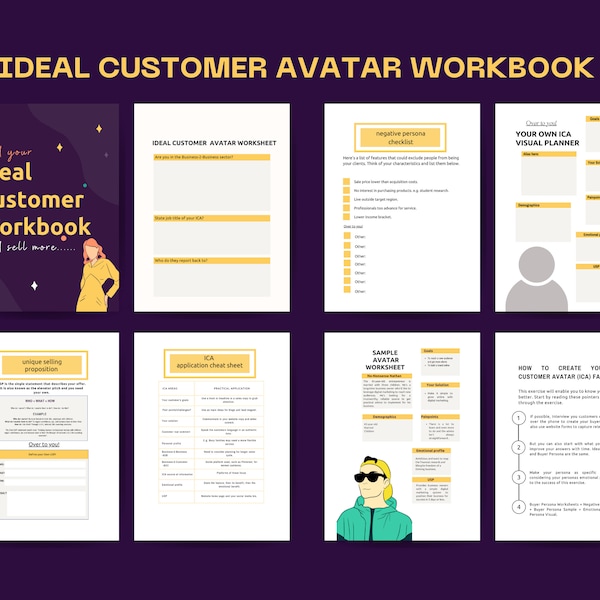 Find Your Ideal Customer Workbook | ICA | Buyer Persona Worksheet and Target Audience planner