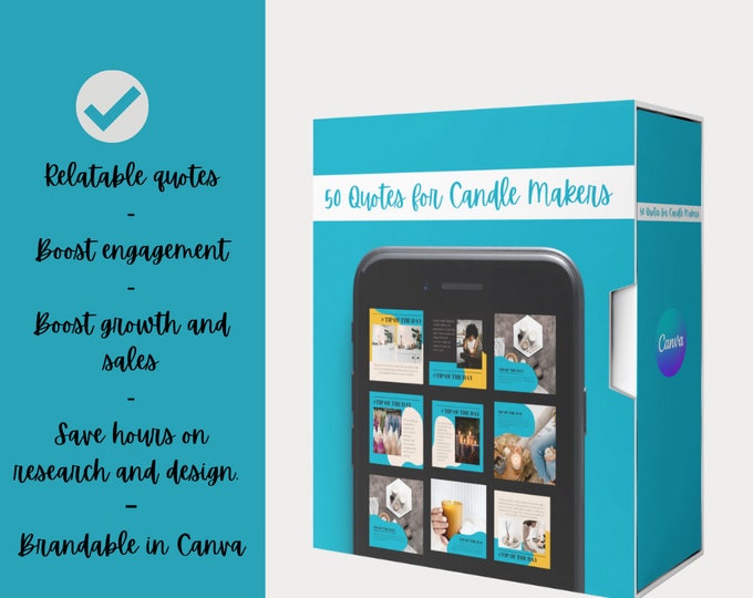 50 predesigned candle makers quote | Editable in Canva | Suitable for Candle making business