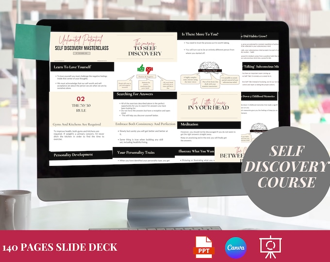 TEACH Personal Development Course | DFY Course 140 Slides in CANVA + 90 page Scripts | Perfect for Life Coach and Career Development Coach.