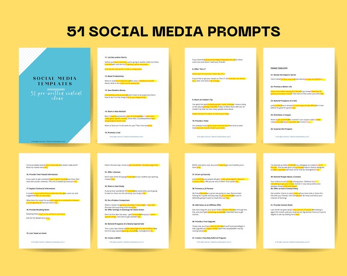 51 Social media marketing prompt | Fill in the gap posts | High engagement posts for Instagram and Facebook groups.