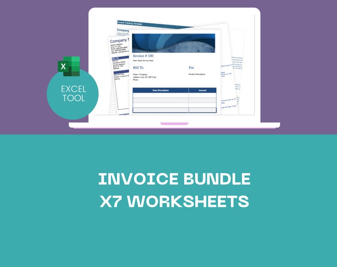 EXCEL Business Invoice Bundle | x 7 Invoices | Simple, Sales Invoice, Performa, Service, Plus | Invoice Excel Calculator | Small Businesses