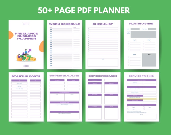 Plan your Freelancer business | 50+ pages | Start a Profitable freelance career. Available in A4/US letter sizes.