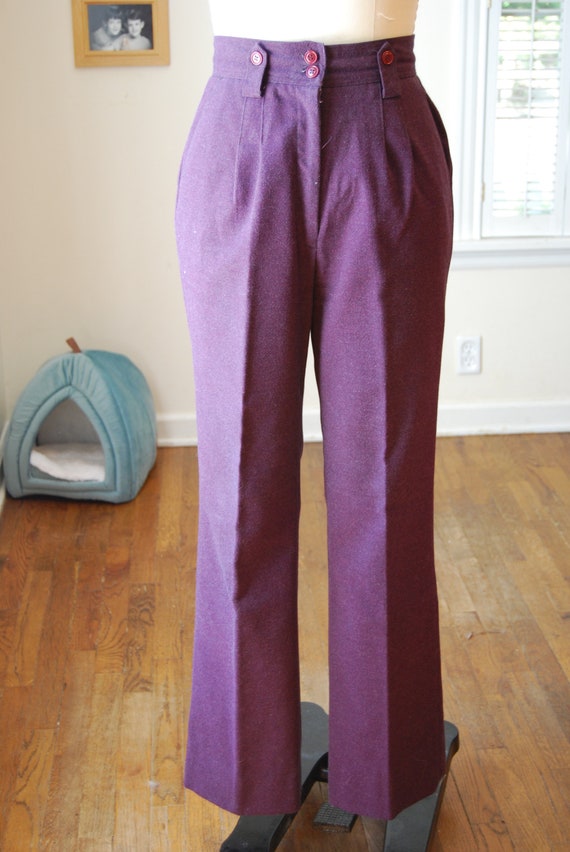 Purple Wool 1970s bell bottom pants