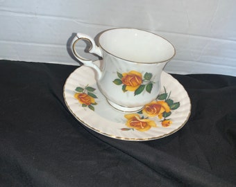 Vintage Elizabethan Yellow Roses Cup and Saucer Made in England