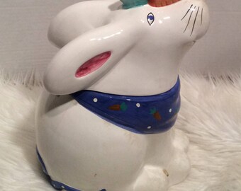 Vintage Coco Dowley Cookie Jar Rabbit Bunny Ceramic