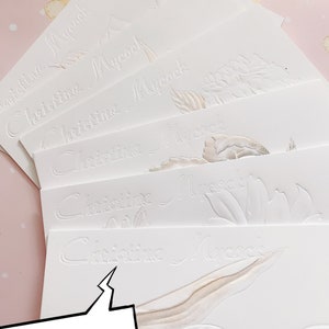 Cartes de correspondance personnalisées - Lot de 6 cartes florales - Cartes personnalisées en relief - Jeux de cartes de correspondance - Cartes de correspondance personnalisées - Cartes de correspondance pliées