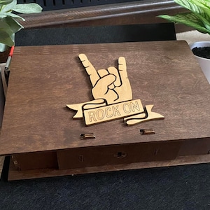 Keepsake Book Box | Slide locking Storage Box | Wooden Storage Box | Decorative Book Box| Pot Leaf Box | Rock On Storage Box