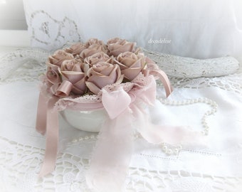 Composition de roses parfumées shabby/chic