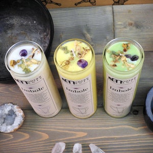 Imbolc 7-daagse sojakaars | Wicca rituele kaars | Heidense spreukkaars | Benodigdheden voor hekserij | Kruidenintentiekaarsen | Imbolc-decor