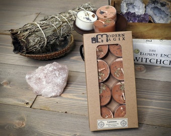 Lammas Ritual Tealights 8 pack || Lughnasadh Wiccan Witchcraft Pagan Spell || Herb Soy Candles || Witchcraft supplies