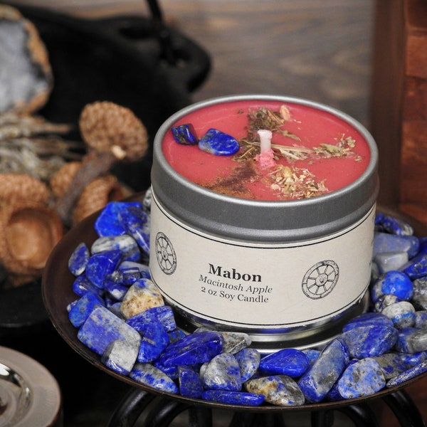 Mabon Ritual 2 oz Soy Candle || Wiccan Witchcraft Pagan Autumn Spell || Herb Gemstone Soy Candle || Witchcraft supply