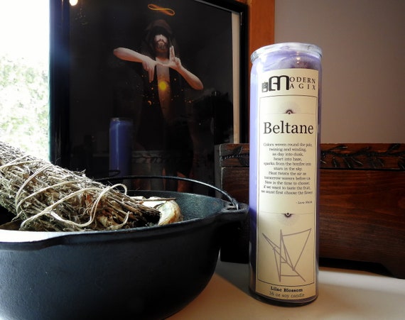 Beltane Ritual Soy Candle: Herb & Gemstone Infused - 16 oz