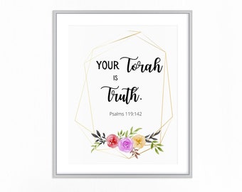 La tua Torah è verità stampa / / Salmi 119 / Stampa artistica da parete cristiana / Stampa versetto della Bibbia / Arte delle Scritture / Stampa digitale Signore Dio 8X10