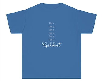 Maglietta Shabbat Shalom per GIOVANI / Maglietta del Sabato / Camicia della Torah Ebraica / 7° Giorno Sabbath / Abbigliamento Messianico Abbigliamento Tee