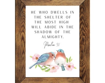 Rifugio dell'Altissimo / Salmo 91:1 Stampa / Stampa versetti Bibbia / Arte murale delle Scritture / Adonai Signore Dio Gesù Yeshua HaShem Stampa digitale