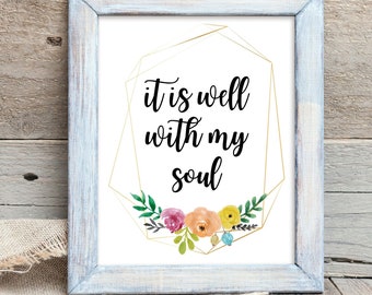 Sta bene con la mia anima Stampa / Stampa artistica da parete cristiana / Stampa versetto della Bibbia / Arte da parete delle Scritture / Signore Dio 8X10 Stampa digitale