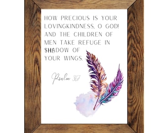 L'ombra delle tue ali / Salmo 36:7 Stampa / Stampa versetti biblici / Scrittura Arte murale / Adonai Signore Dio Gesù Yeshua HaShem Stampa digitale